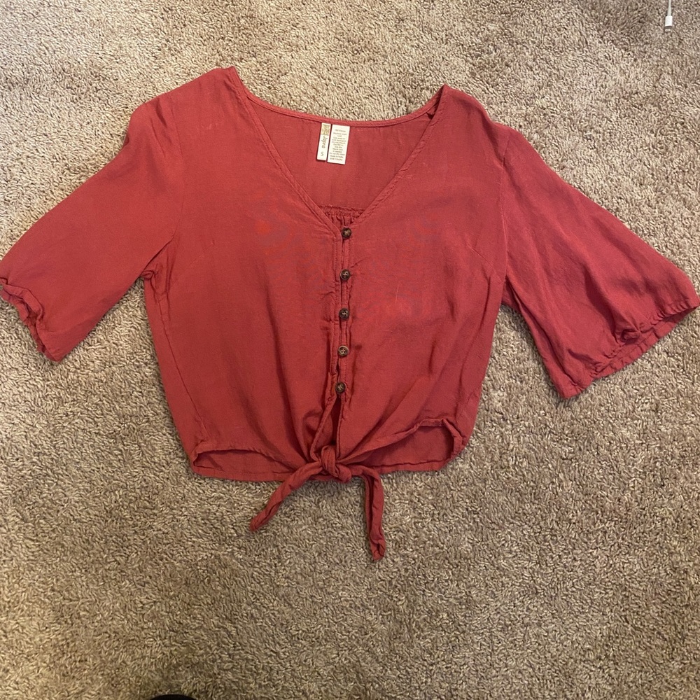 Coral pink crop blouse, Japna size Small